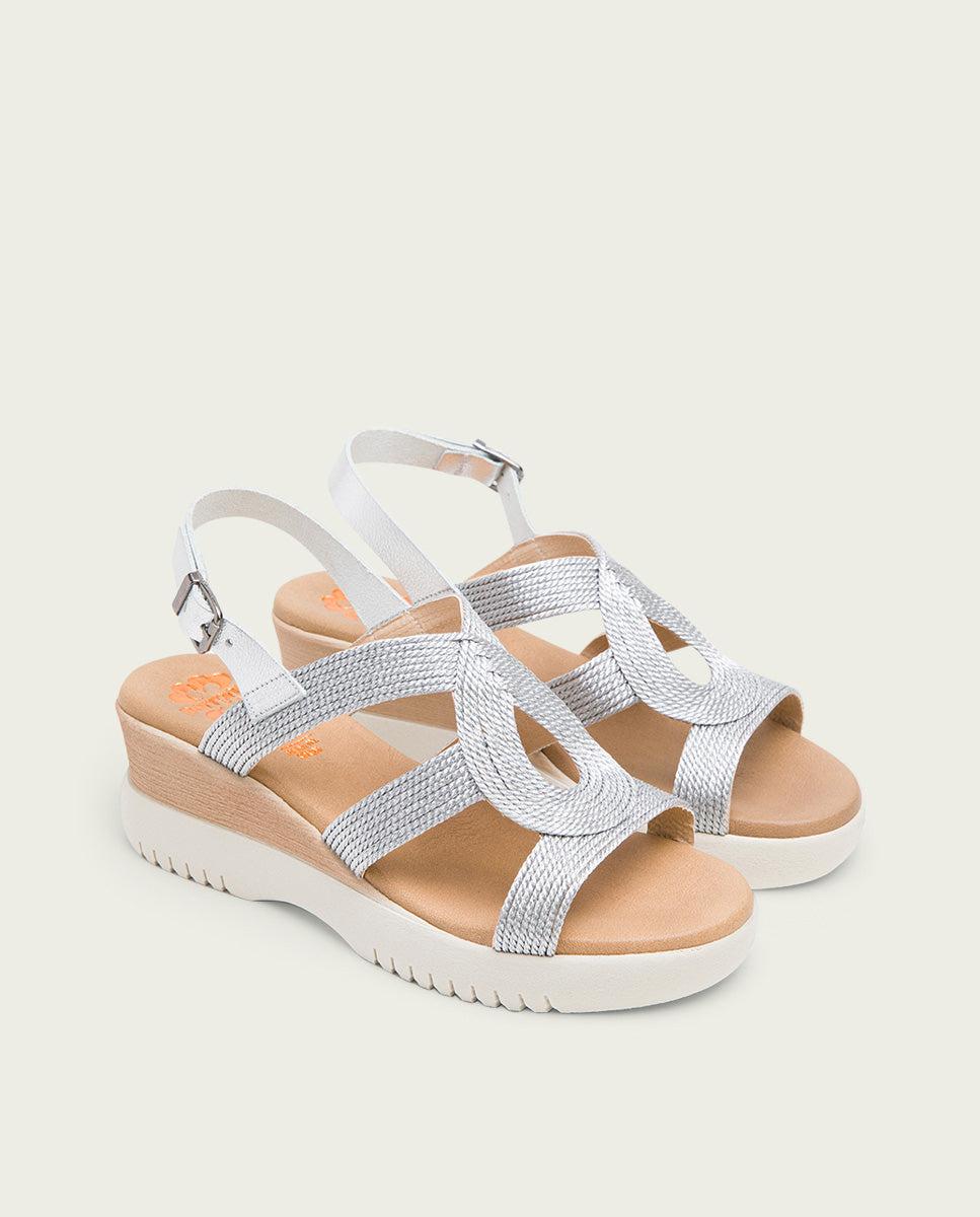 porronet SANDALIA CUÑA PLATA ELISA