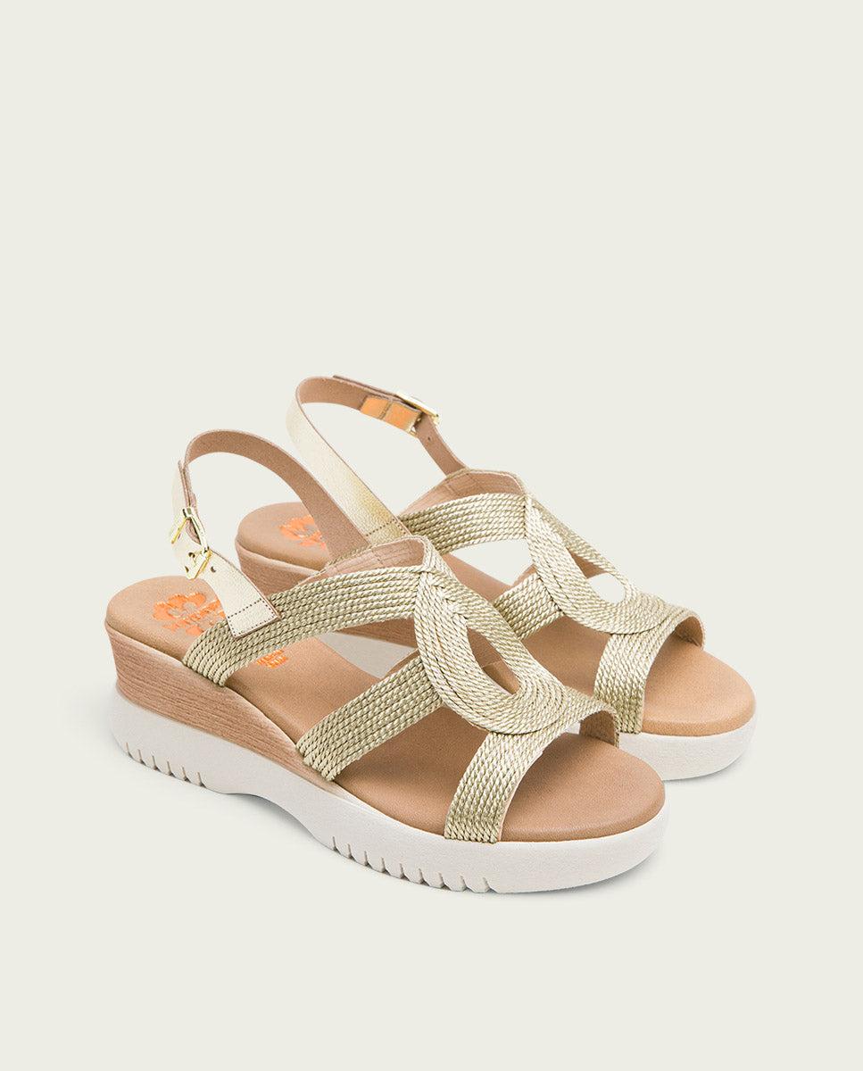 porronet SANDALIA CUÑA PLATINO ELISA