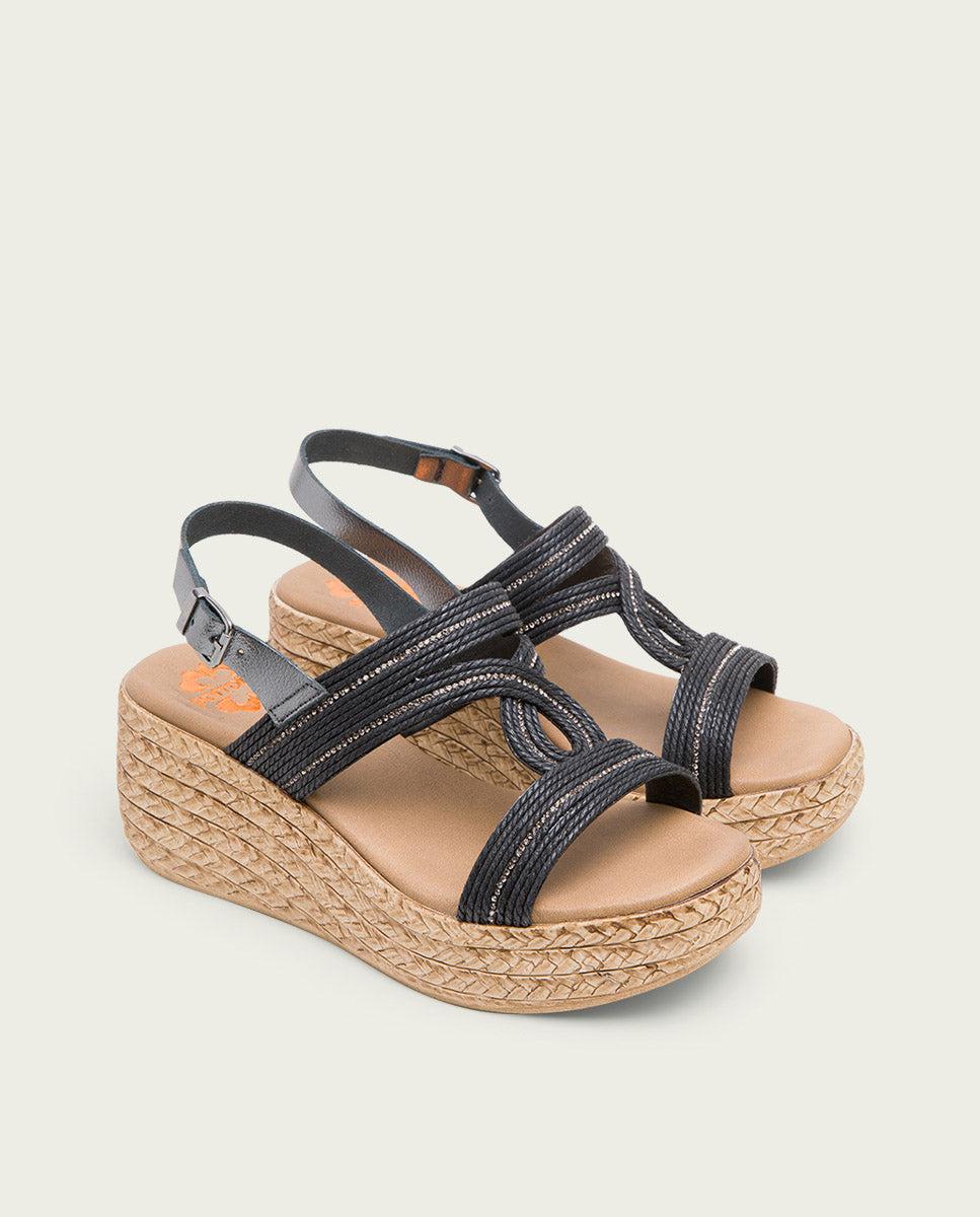 Porronet SANDALIA CUÑA PLOMO NEGRO GALA