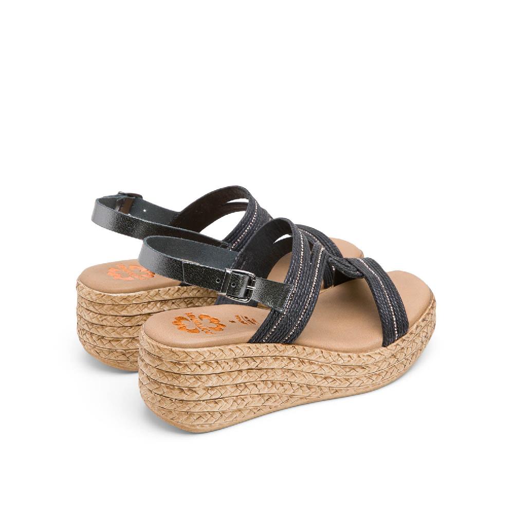 Porronet SANDALIA CUÑA PLOMO NEGRO GALA