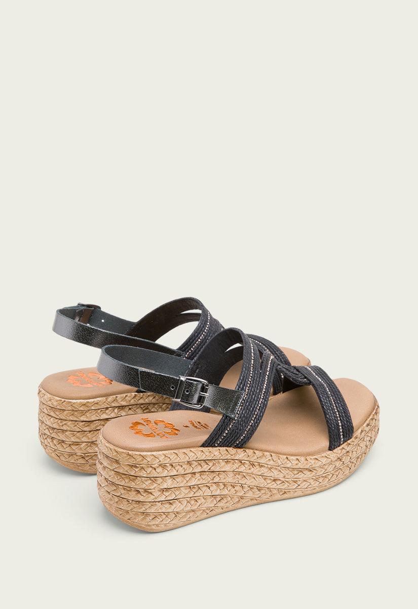 Porronet SANDALIA CUÑA PLOMO NEGRO GALA