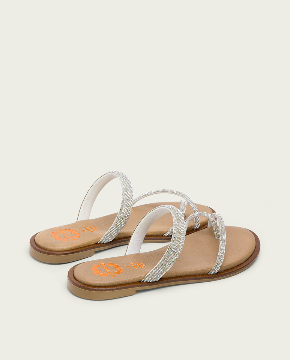 Porronet SANDALIA ESCLAVA PLANA PIEL PLATA CALI