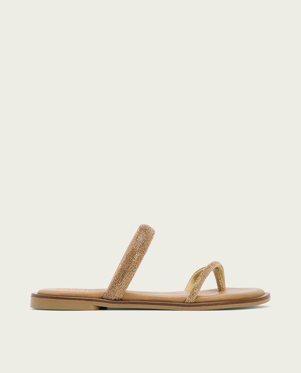 Porronet SANDALIA ESCLAVA PLANA PIEL PLATINO CALI