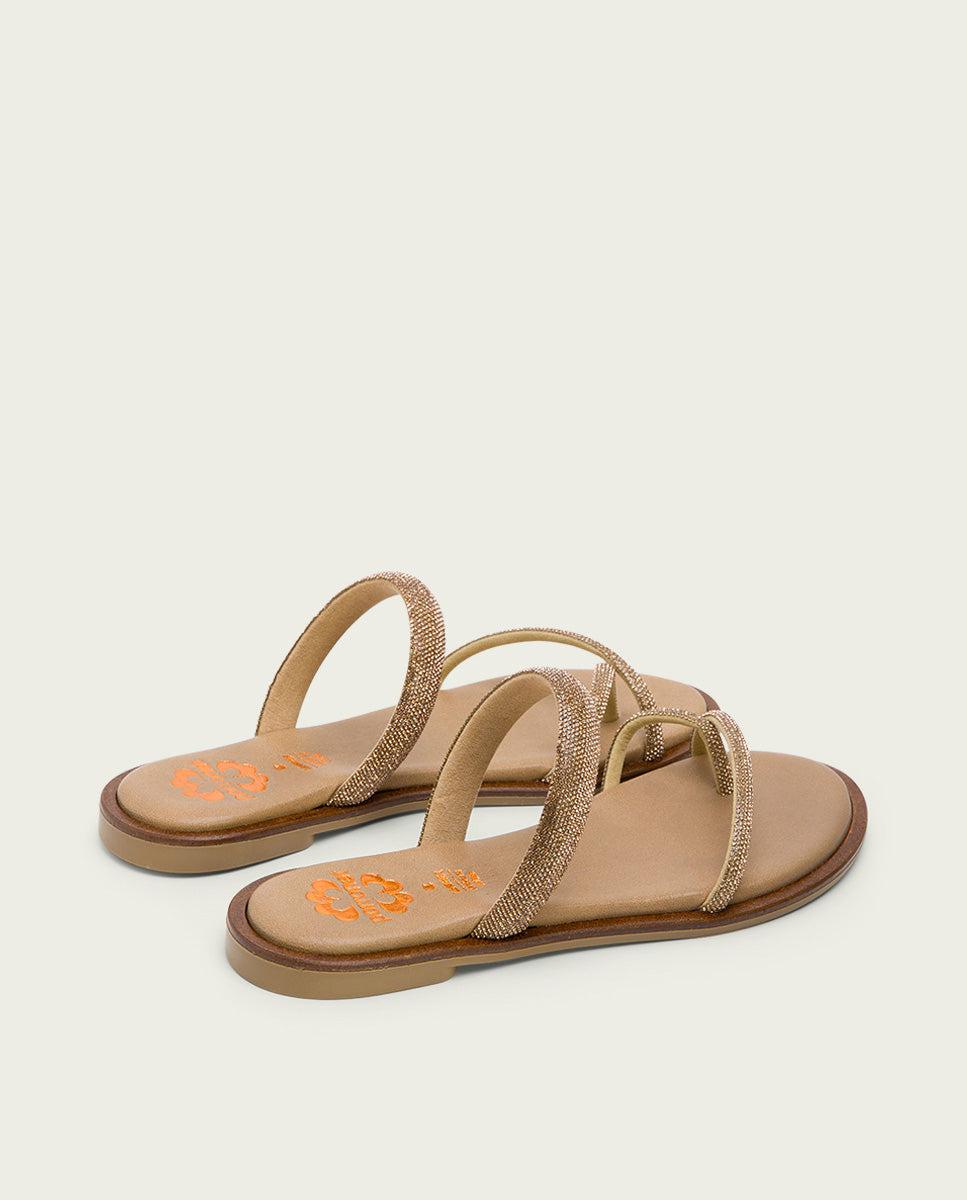 Porronet SANDALIA ESCLAVA PLANA PIEL PLATINO CALI