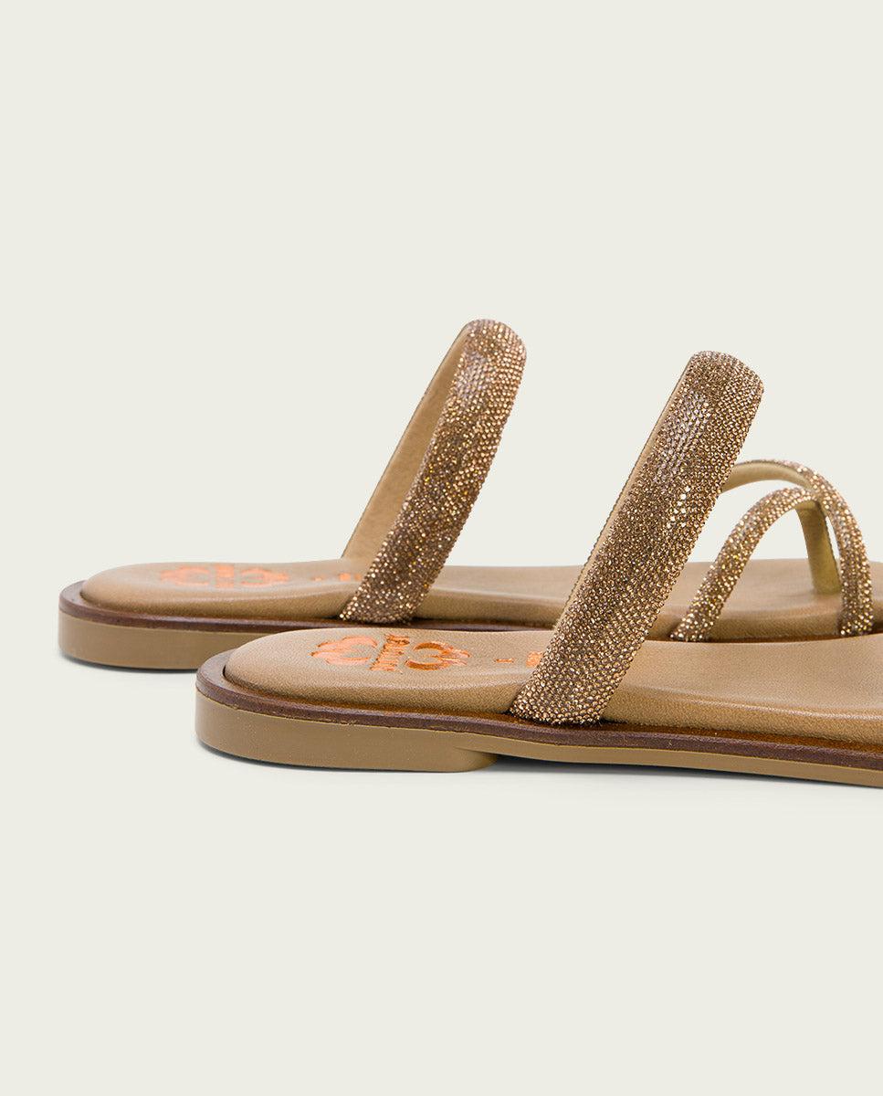 Porronet SANDALIA ESCLAVA PLANA PIEL PLATINO CALI