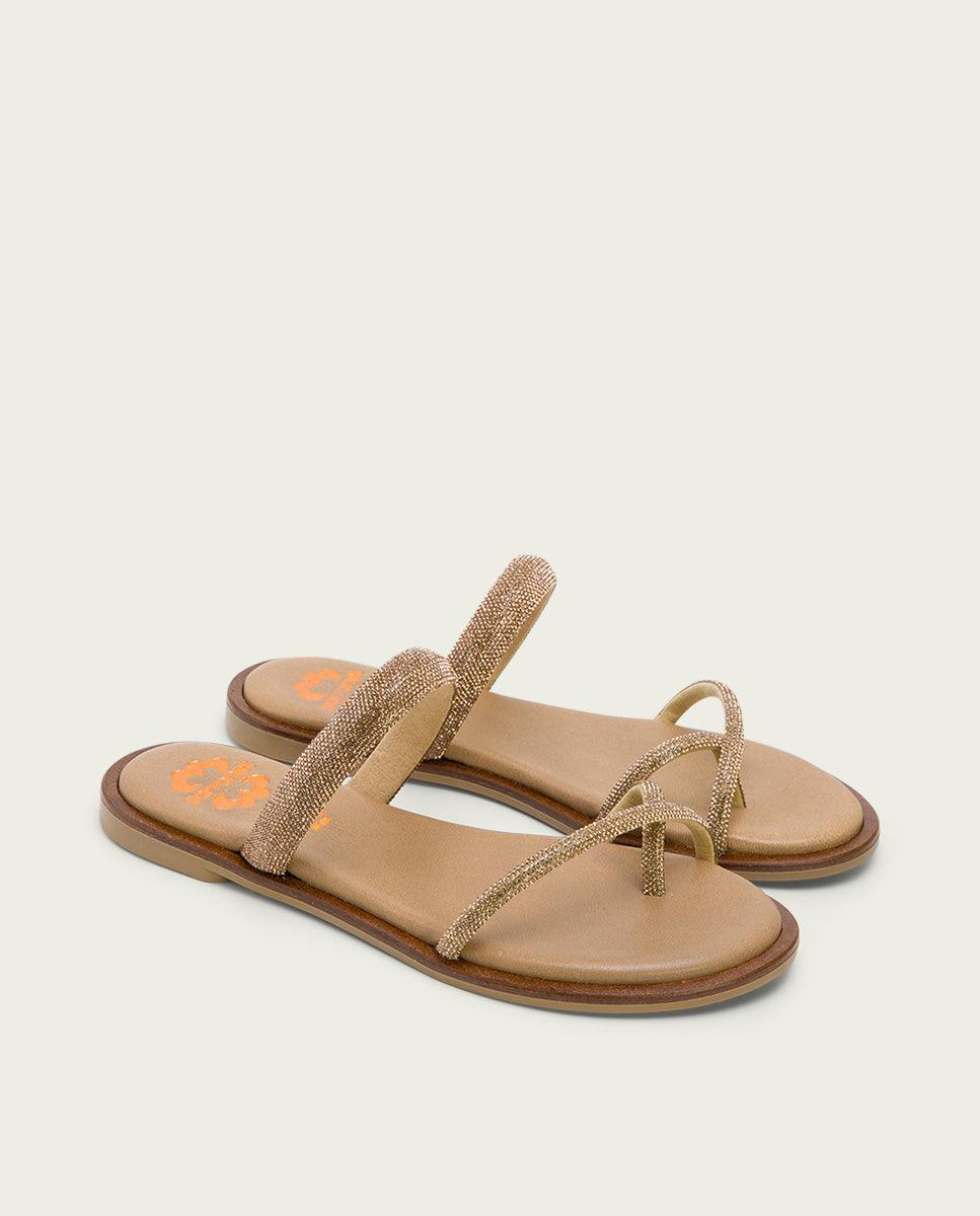 porronet SANDALIA ESCLAVA PLANA PIEL PLATINO CALI