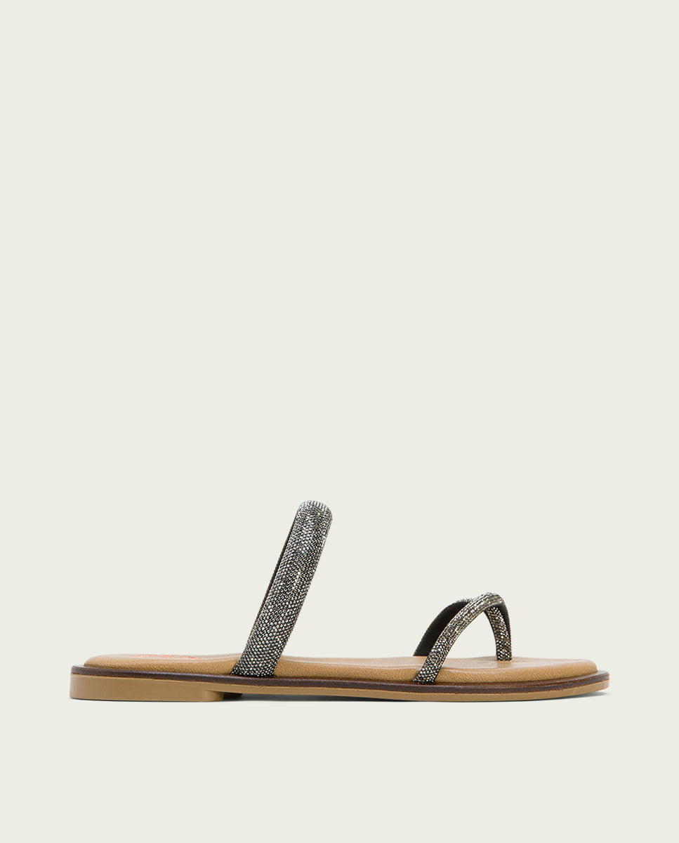 Porronet SANDALIA ESCLAVA PLANA PIEL PLOMO CALI