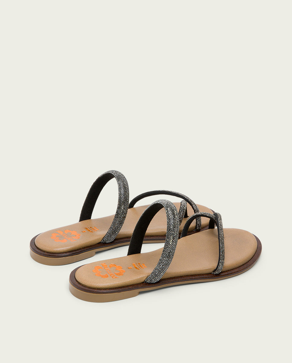 Porronet SANDALIA ESCLAVA PLANA PIEL PLOMO CALI