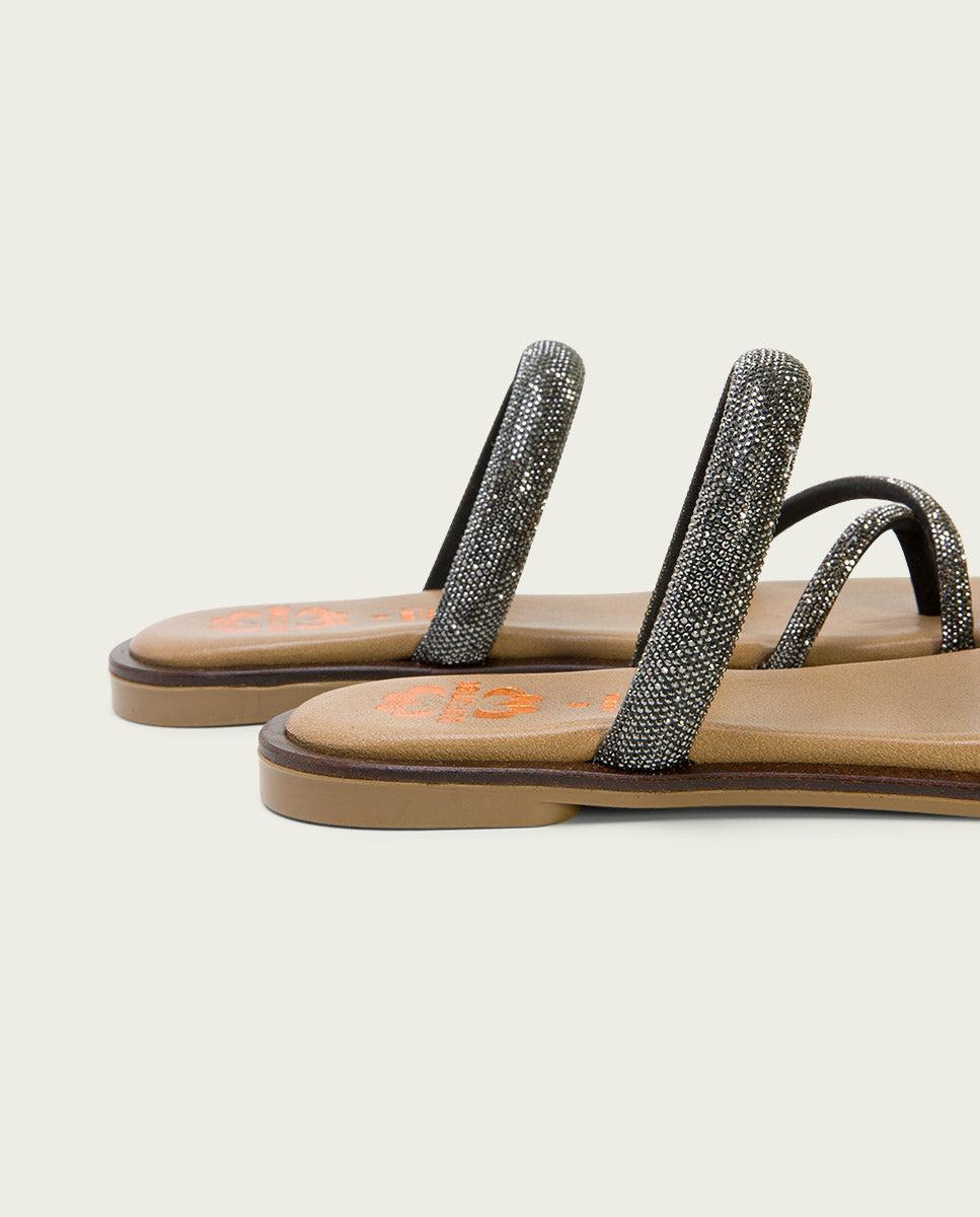 Porronet SANDALIA ESCLAVA PLANA PIEL PLOMO CALI