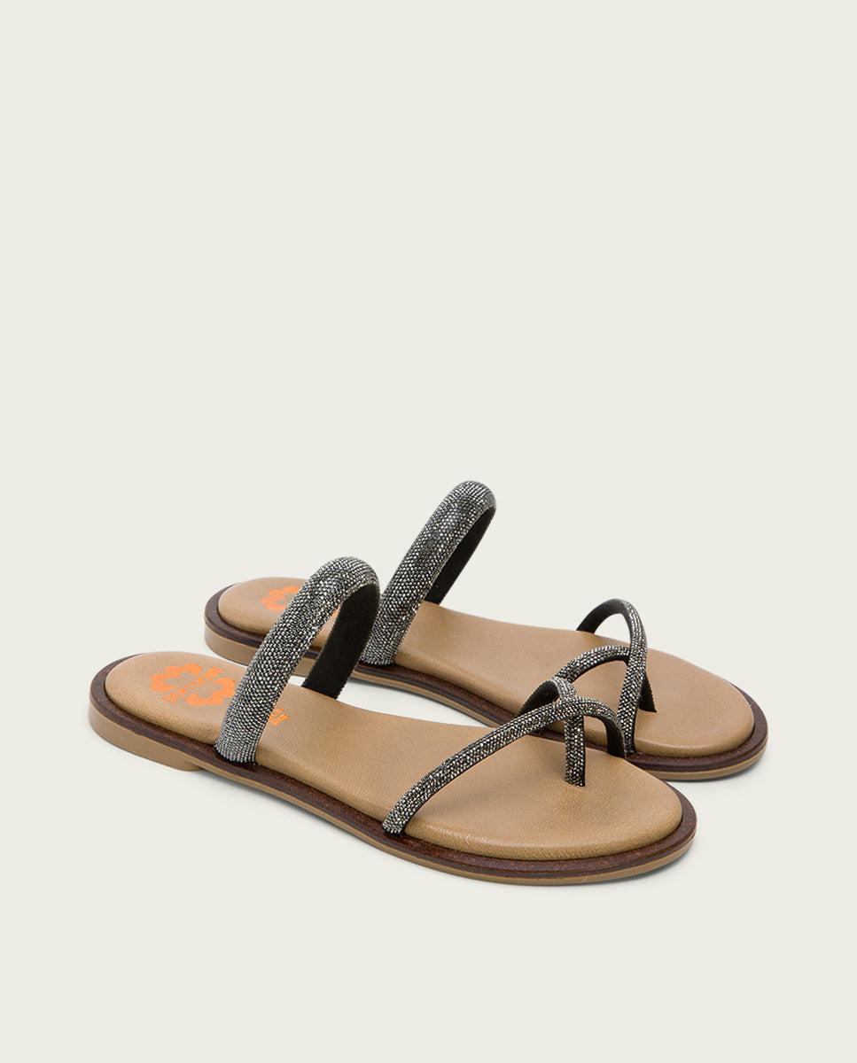 porronet SANDALIA ESCLAVA PLANA PIEL PLOMO CALI