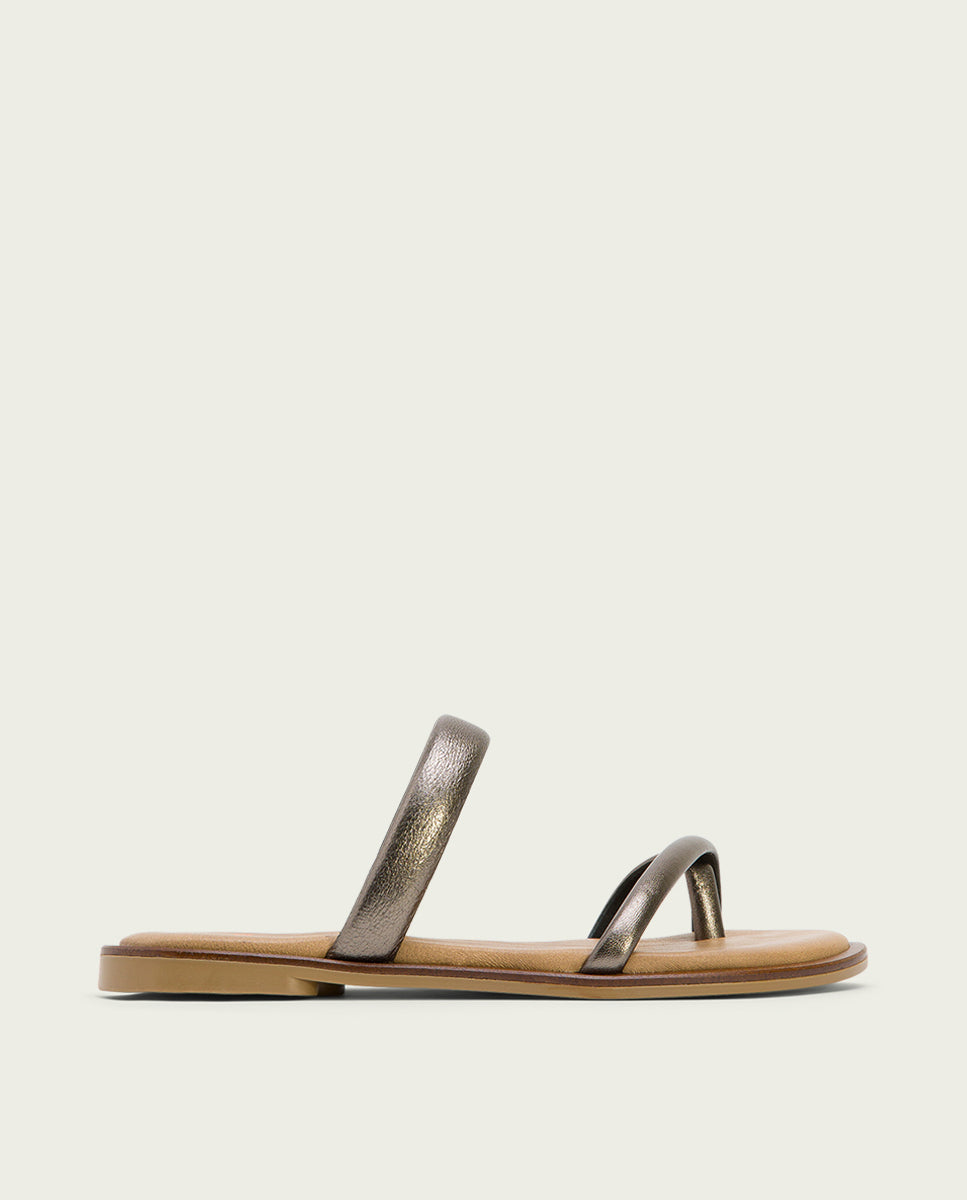 Porronet SANDALIA ESCLAVA PLANA PIEL PLOMO CARLY