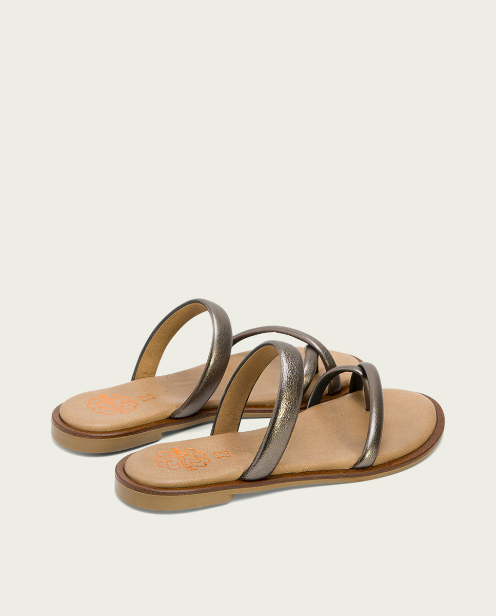 Porronet SANDALIA ESCLAVA PLANA PIEL PLOMO CARLY