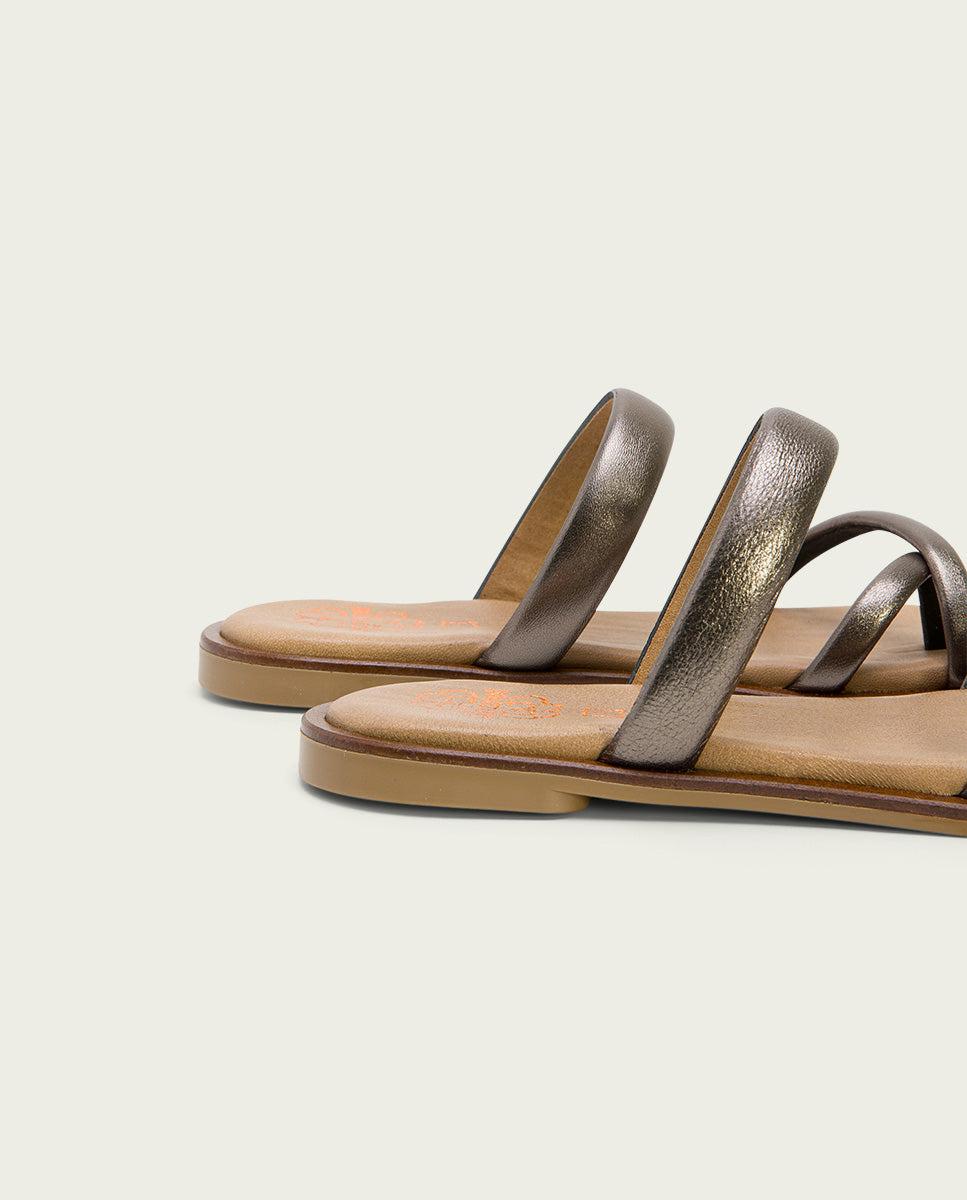 Porronet SANDALIA ESCLAVA PLANA PIEL PLOMO CARLY