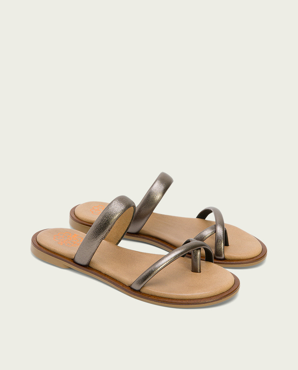 porronet SANDALIA ESCLAVA PLANA PIEL PLOMO CARLY