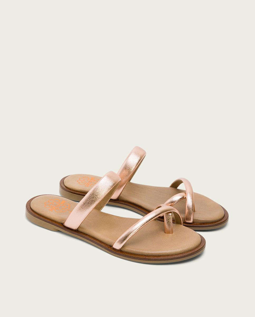 porronet SANDALIA ESCLAVA PLANA PIEL ROSÉ CARLY