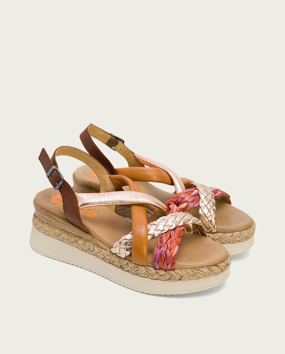 porronet SANDALIA PIEL CUÑA CUERO ROSE FLAVIA