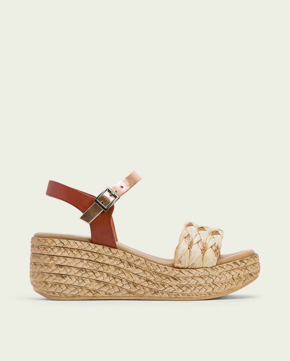 Porronet SANDALIA PIEL CUÑA CUERO ROSE GAIA