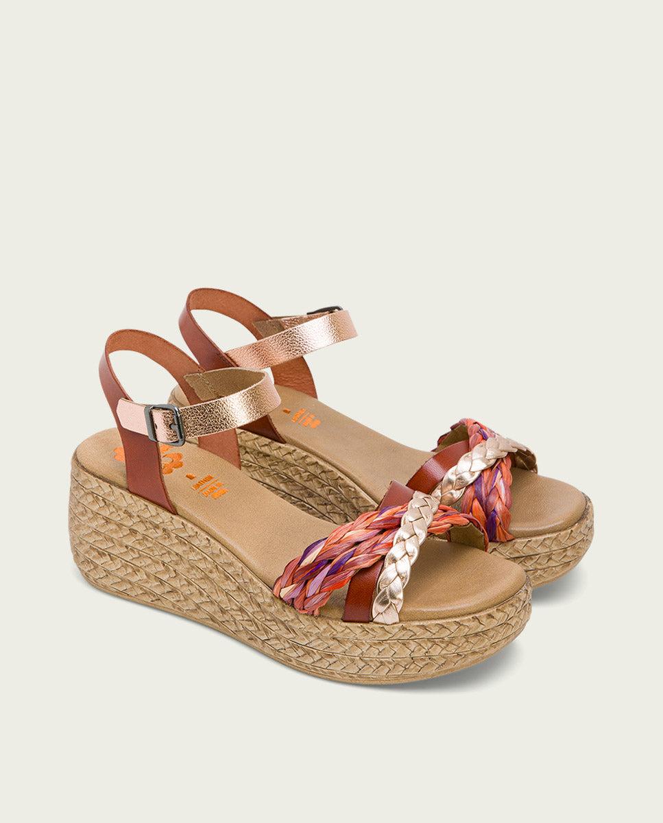 Porronet SANDALIA PIEL CUÑA CUERO ROSE GINA