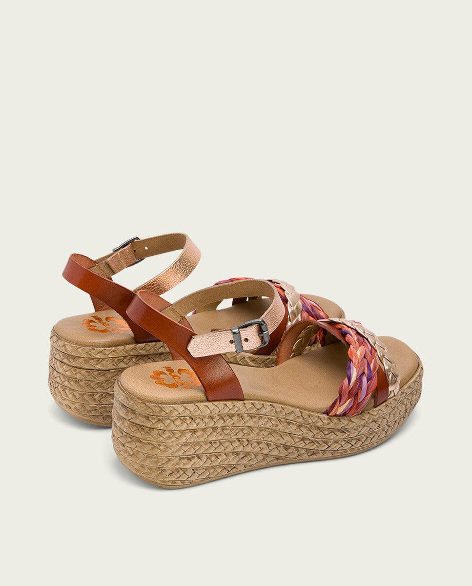 Porronet SANDALIA PIEL CUÑA CUERO ROSE GINA