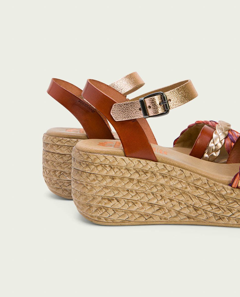 Porronet SANDALIA PIEL CUÑA CUERO ROSE GINA