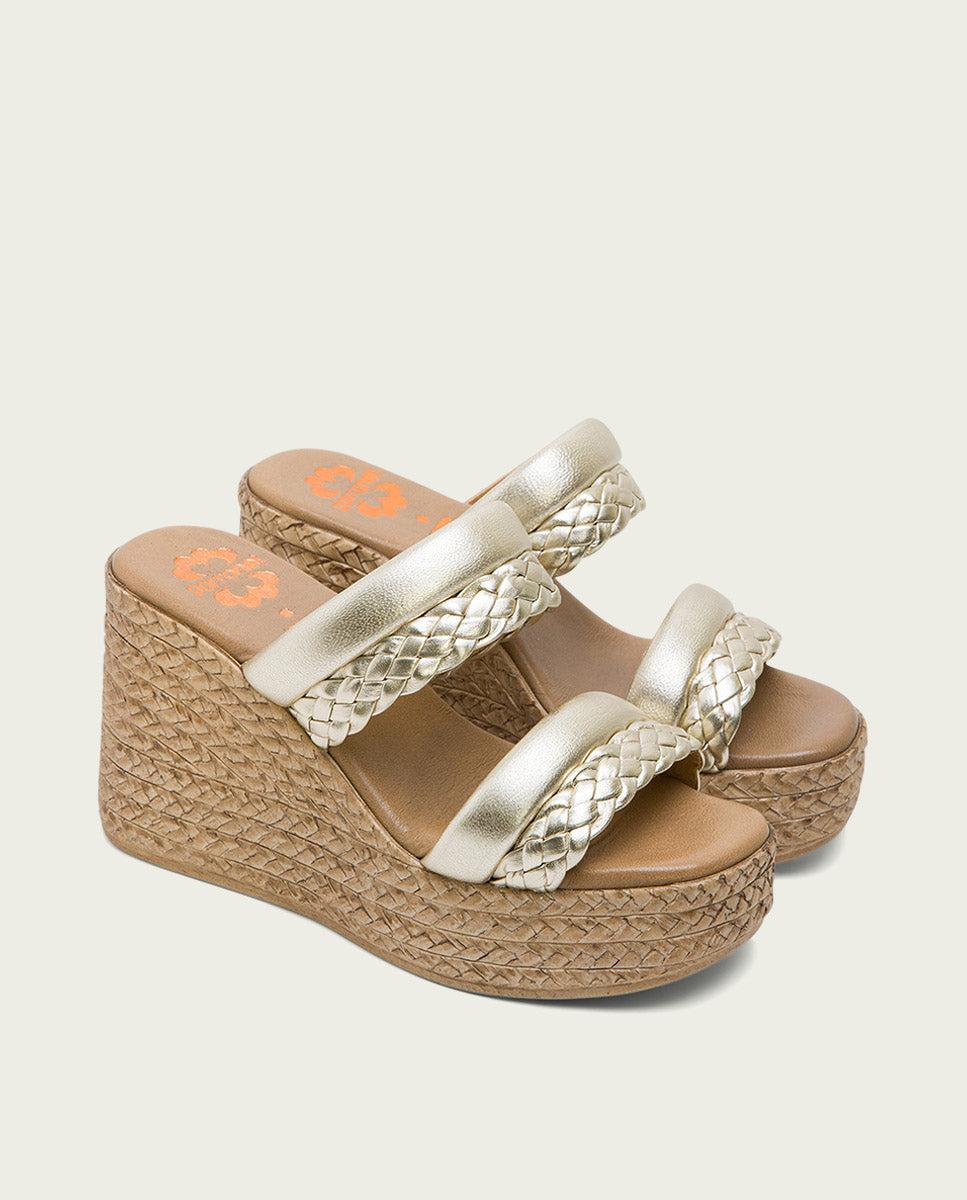 Porronet SANDALIA PIEL CUÑA PLATINO KALA