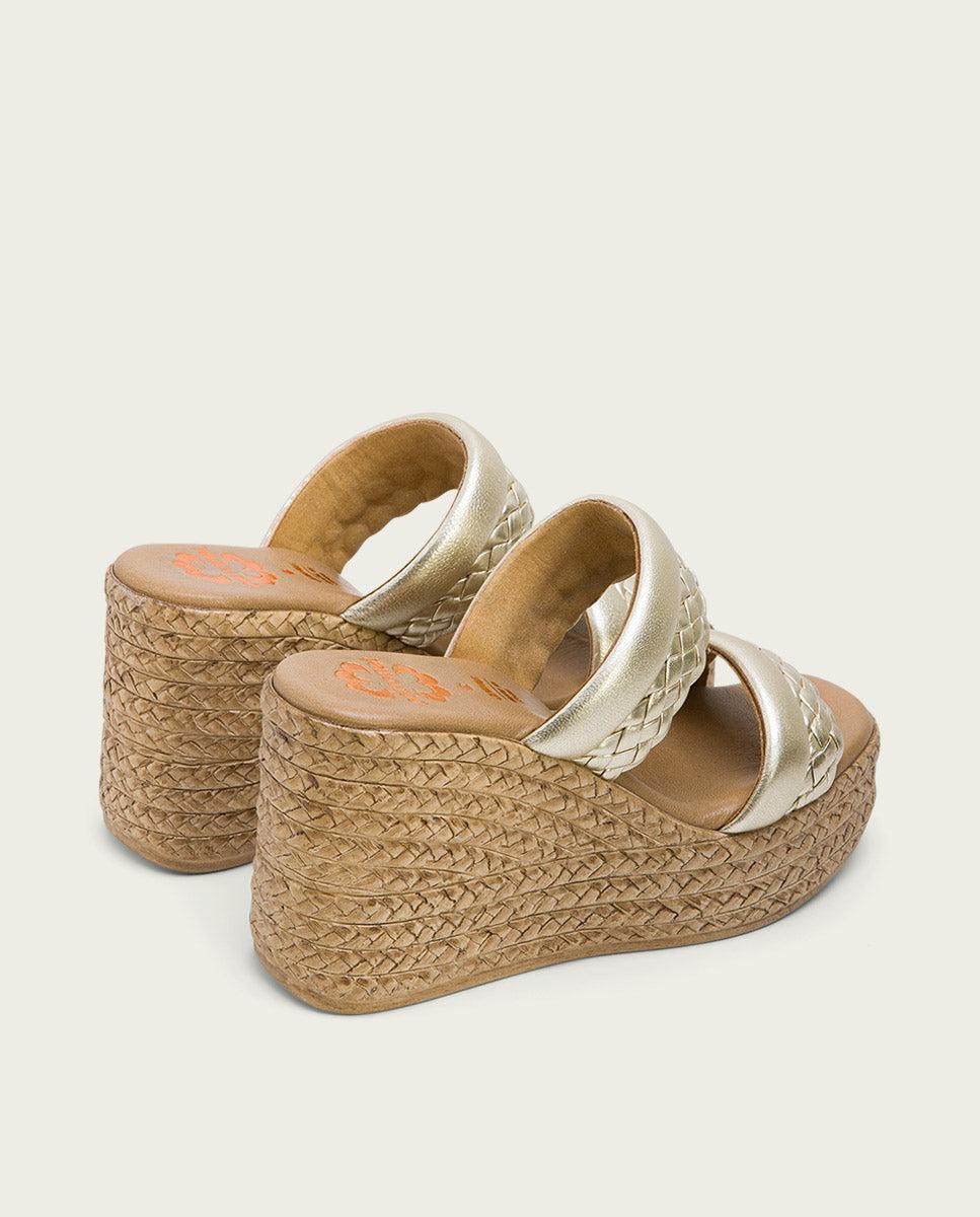 Porronet SANDALIA PIEL CUÑA PLATINO KALA