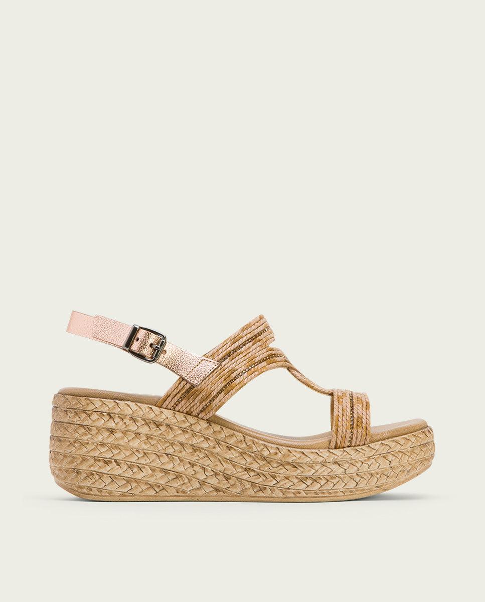 Porronet SANDALIA PIEL CUÑA ROSE CUERO GALA