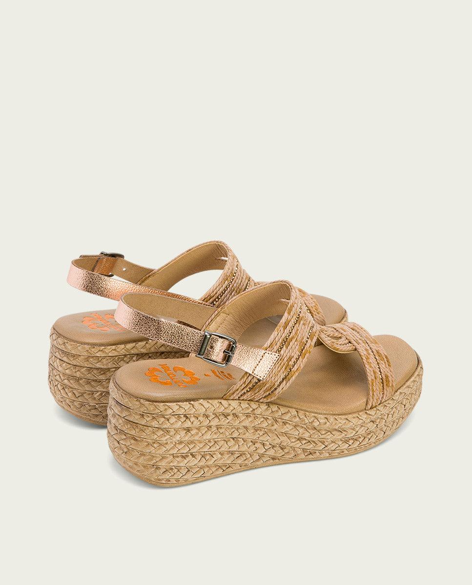 Porronet SANDALIA PIEL CUÑA ROSE CUERO GALA