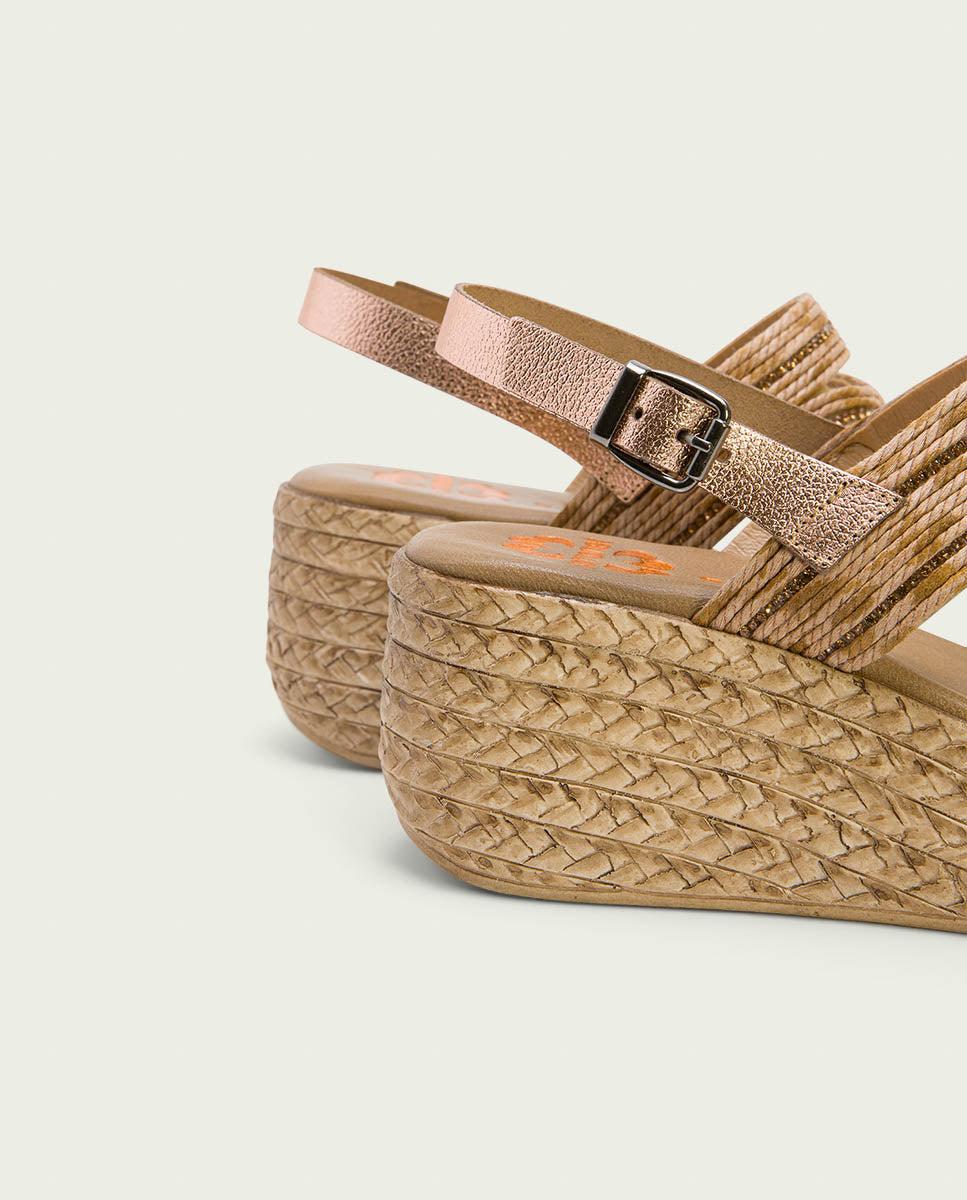 Porronet SANDALIA PIEL CUÑA ROSE CUERO GALA