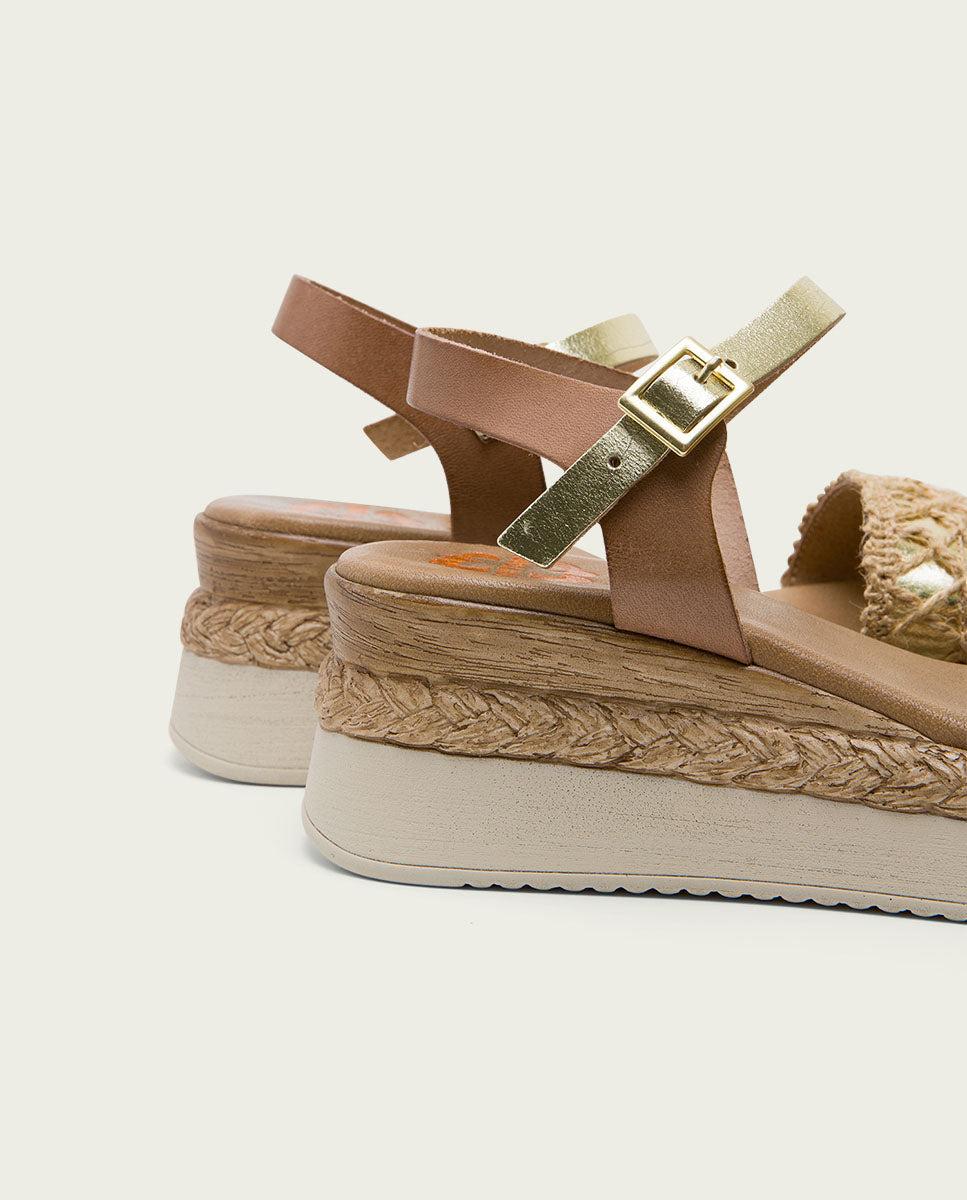 Porronet SANDALIA PIEL CUÑA TAUPE PLATINO FRISIA