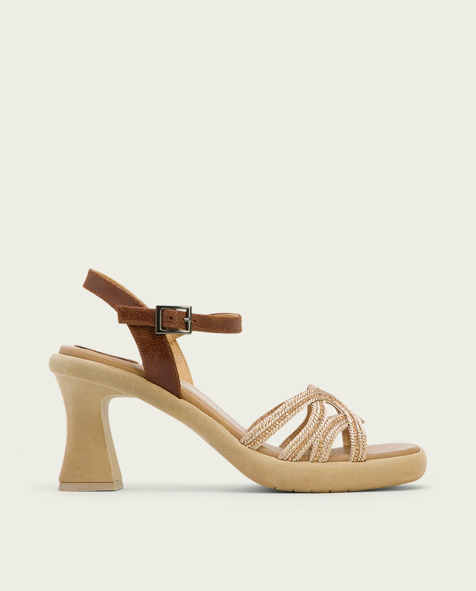 Porronet SANDALIA PIEL TACON ALTO CUERO ROSE LEO