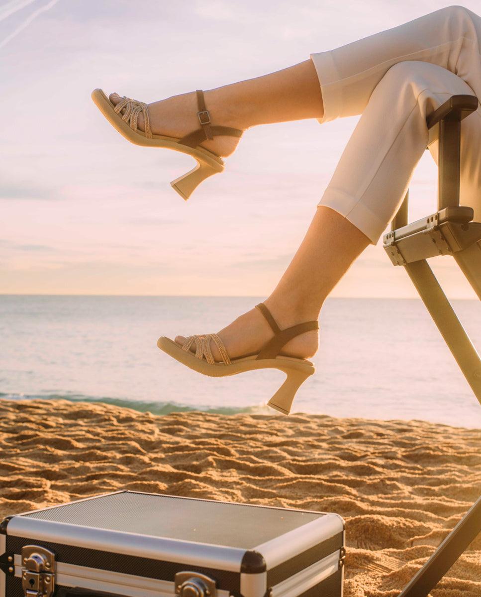 porronet SANDALIA PIEL TACON ALTO CUERO ROSE LEO