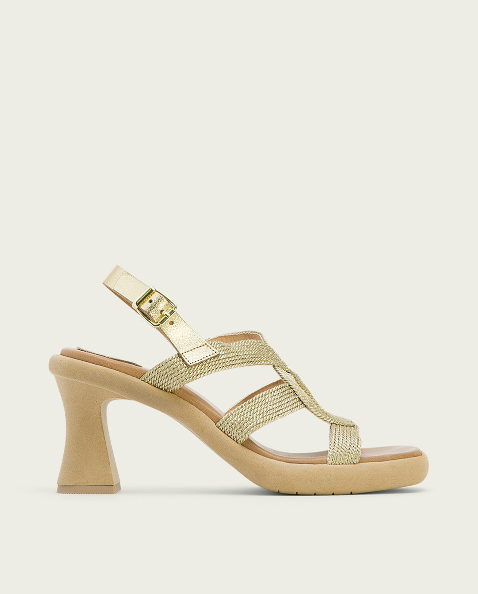 Porronet SANDALIA PIEL TACON ALTO PLATINO LADA