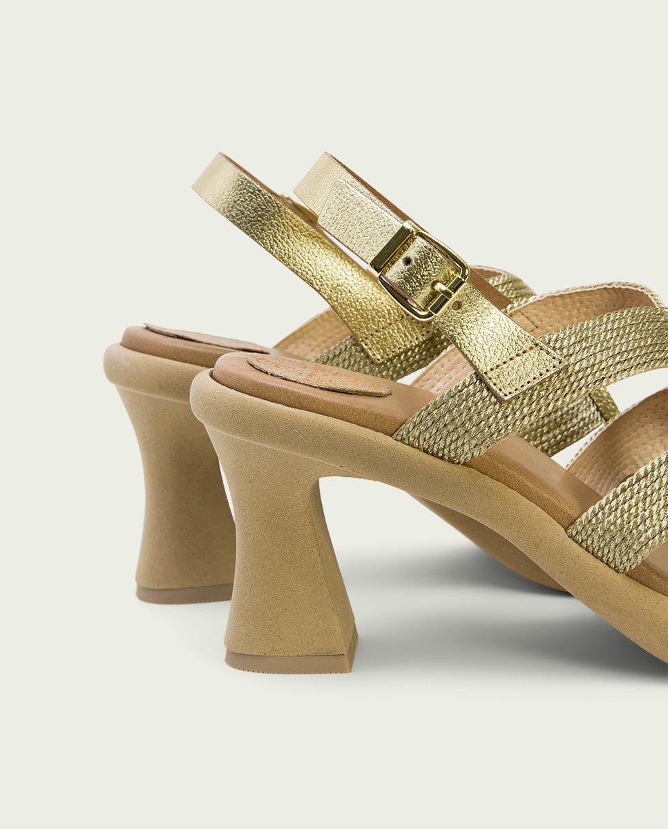 Porronet SANDALIA PIEL TACON ALTO PLATINO LADA