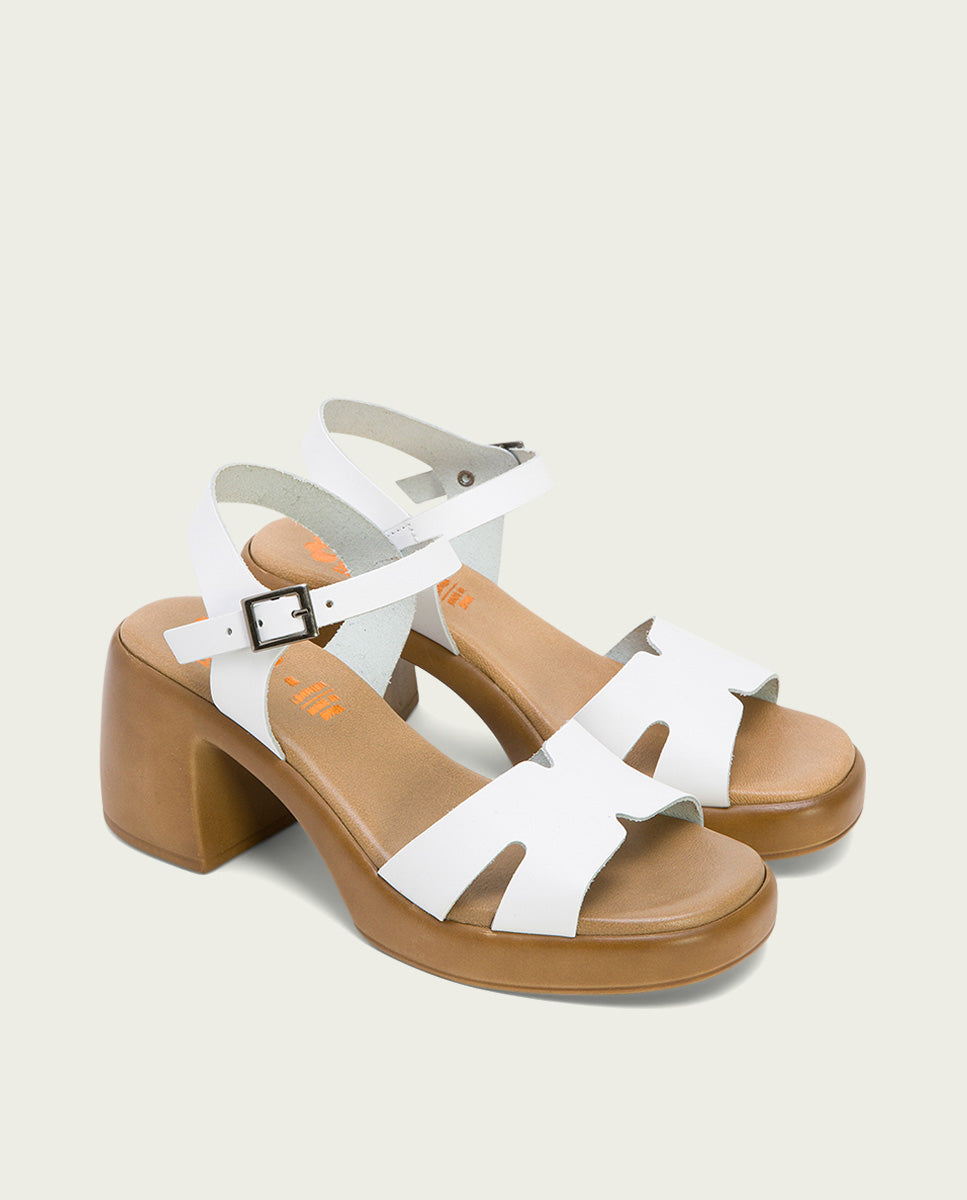 Porronet SANDALIA PIEL TACON DE PIEL BLANCA HERA