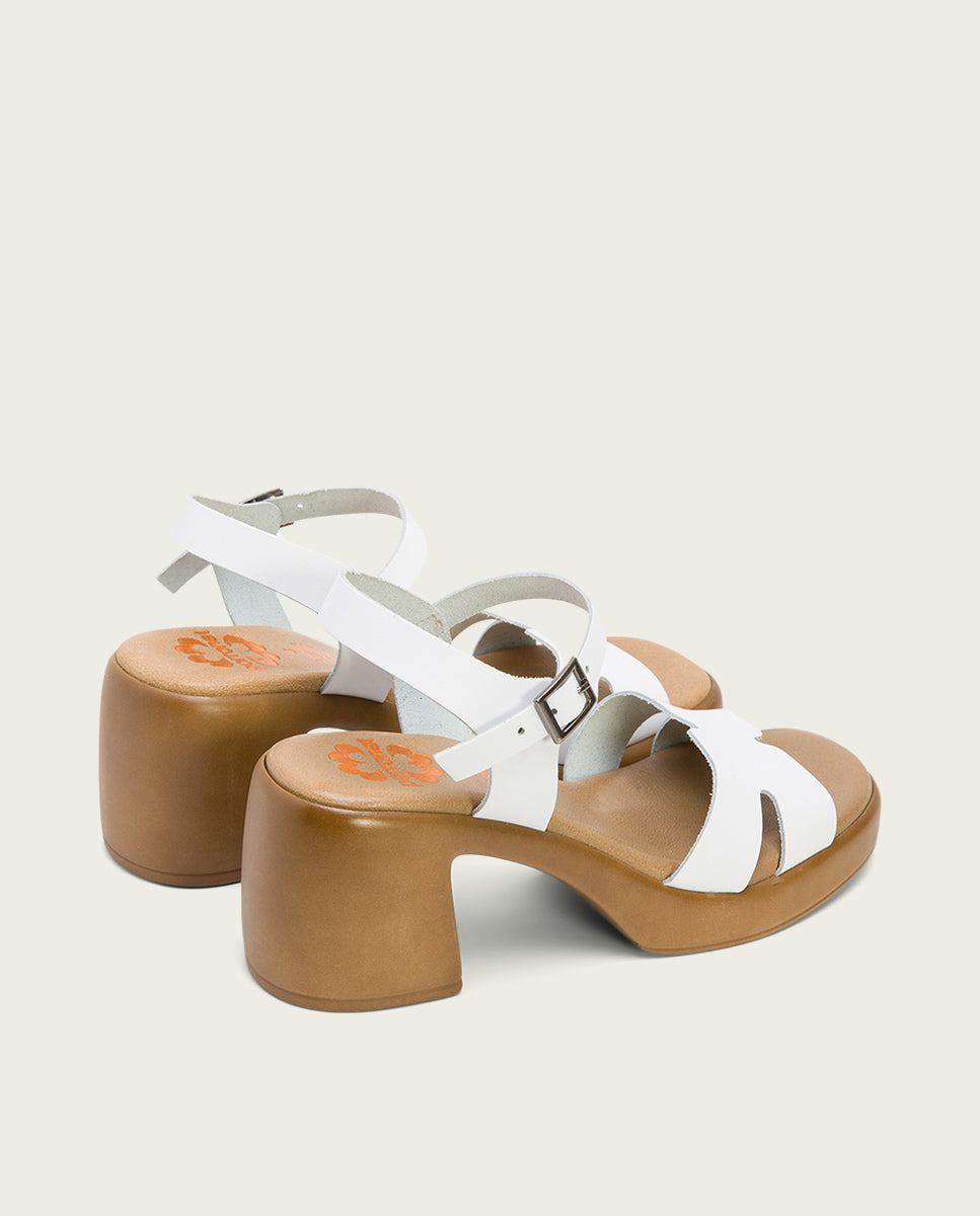 Porronet SANDALIA PIEL TACON DE PIEL BLANCA HERA