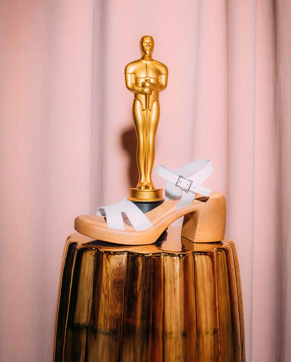 porronet SANDALIA PIEL TACON DE PIEL BLANCA HERA