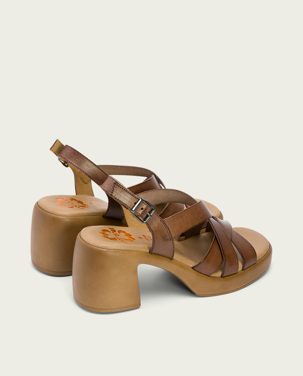 Porronet SANDALIA PIEL TACON DE PIEL MOKA HADA