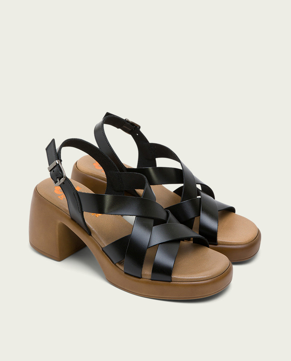 Porronet SANDALIA PIEL TACON DE PIEL NEGRO HADA