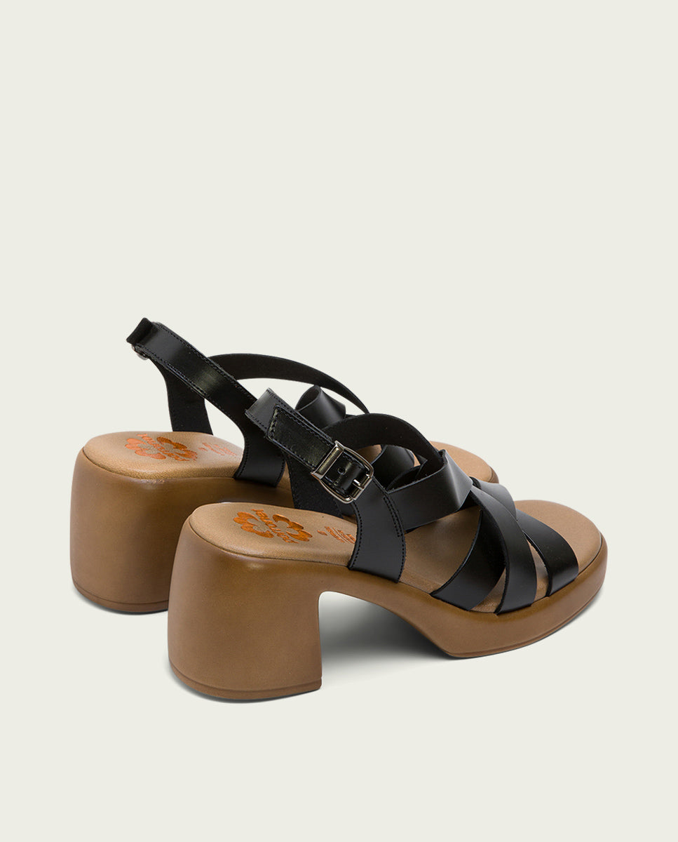 Porronet SANDALIA PIEL TACON DE PIEL NEGRO HADA