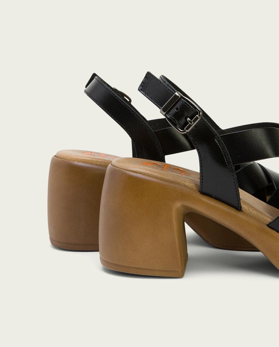 Porronet SANDALIA PIEL TACON DE PIEL NEGRO HADA