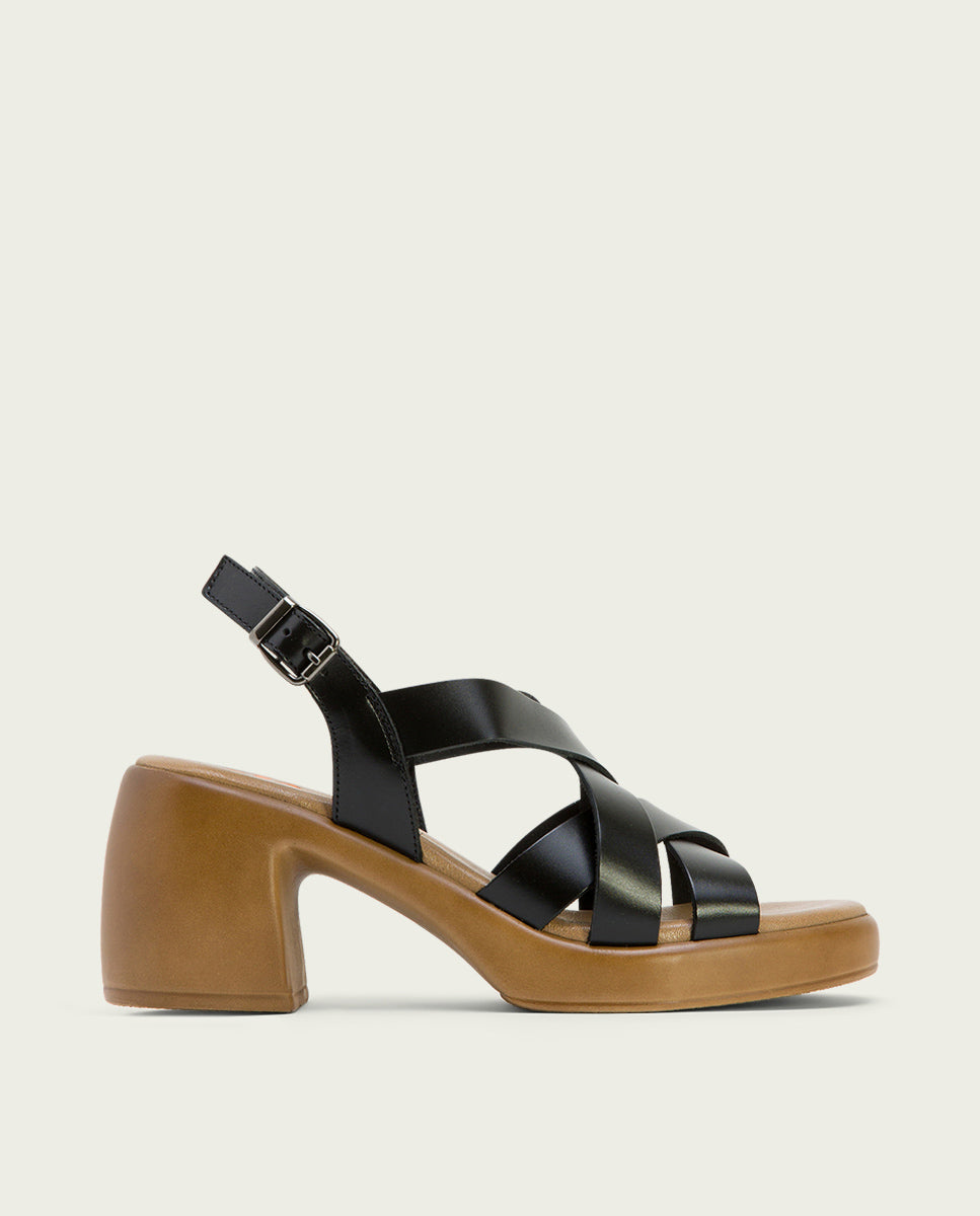 porronet SANDALIA PIEL TACON DE PIEL NEGRO HADA