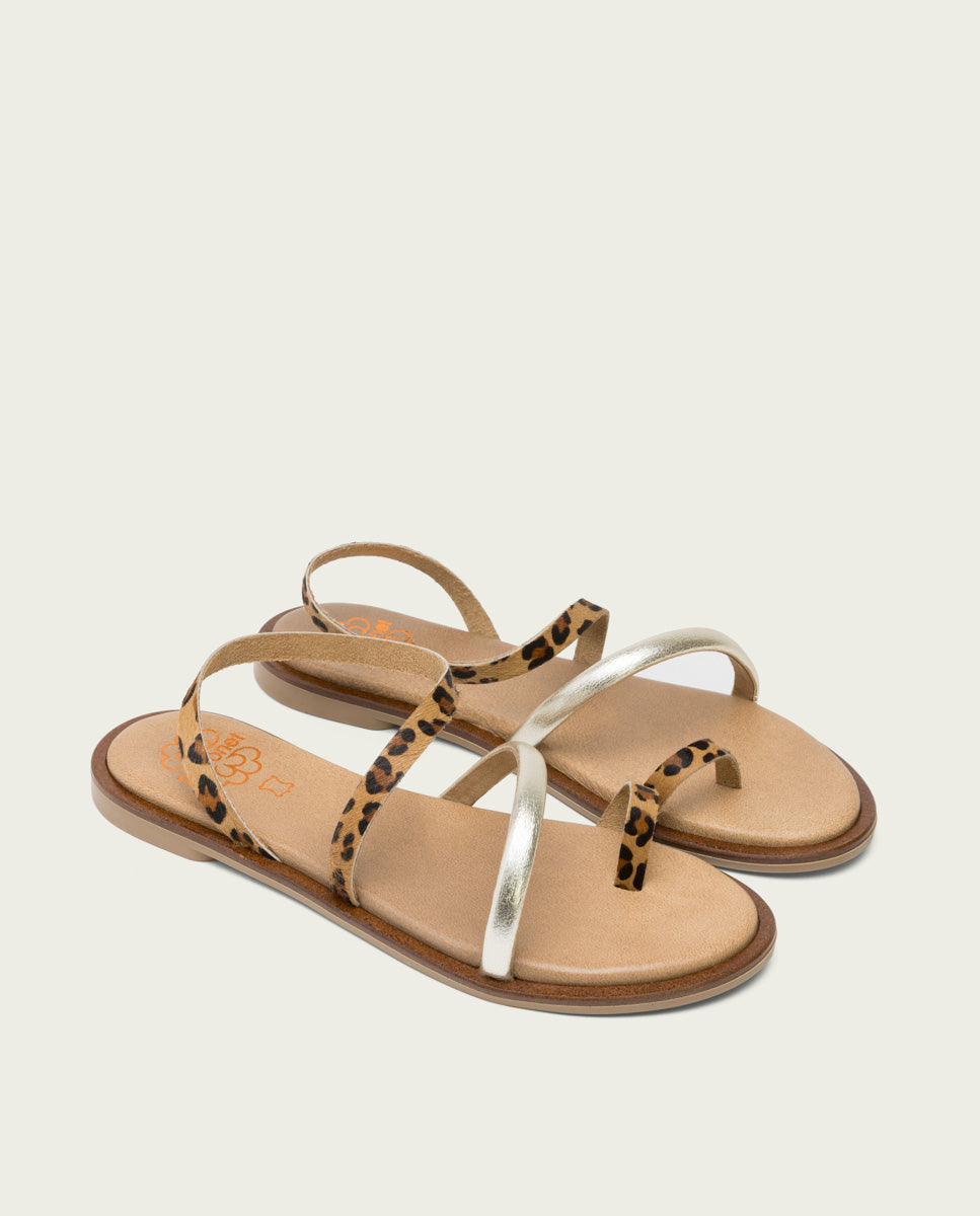 porronet SANDALIA PLANA PIEL ANIMAL PRINT CAMERON