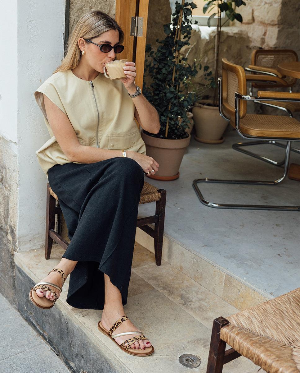 Porronet SANDALIA PLANA PIEL ANIMAL PRINT CAREY