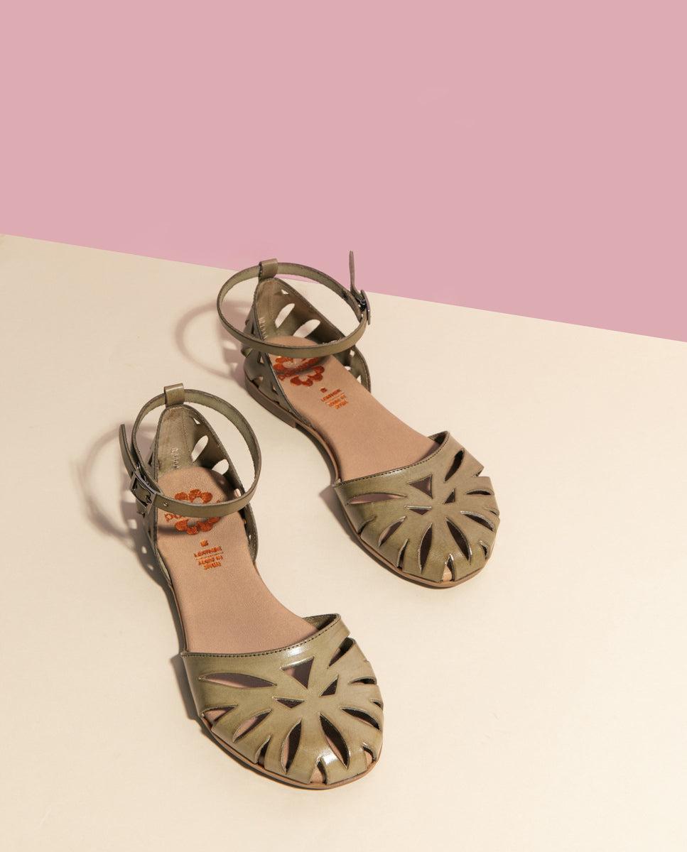 Porronet SANDALIA PLANA PIEL KAKI BETH