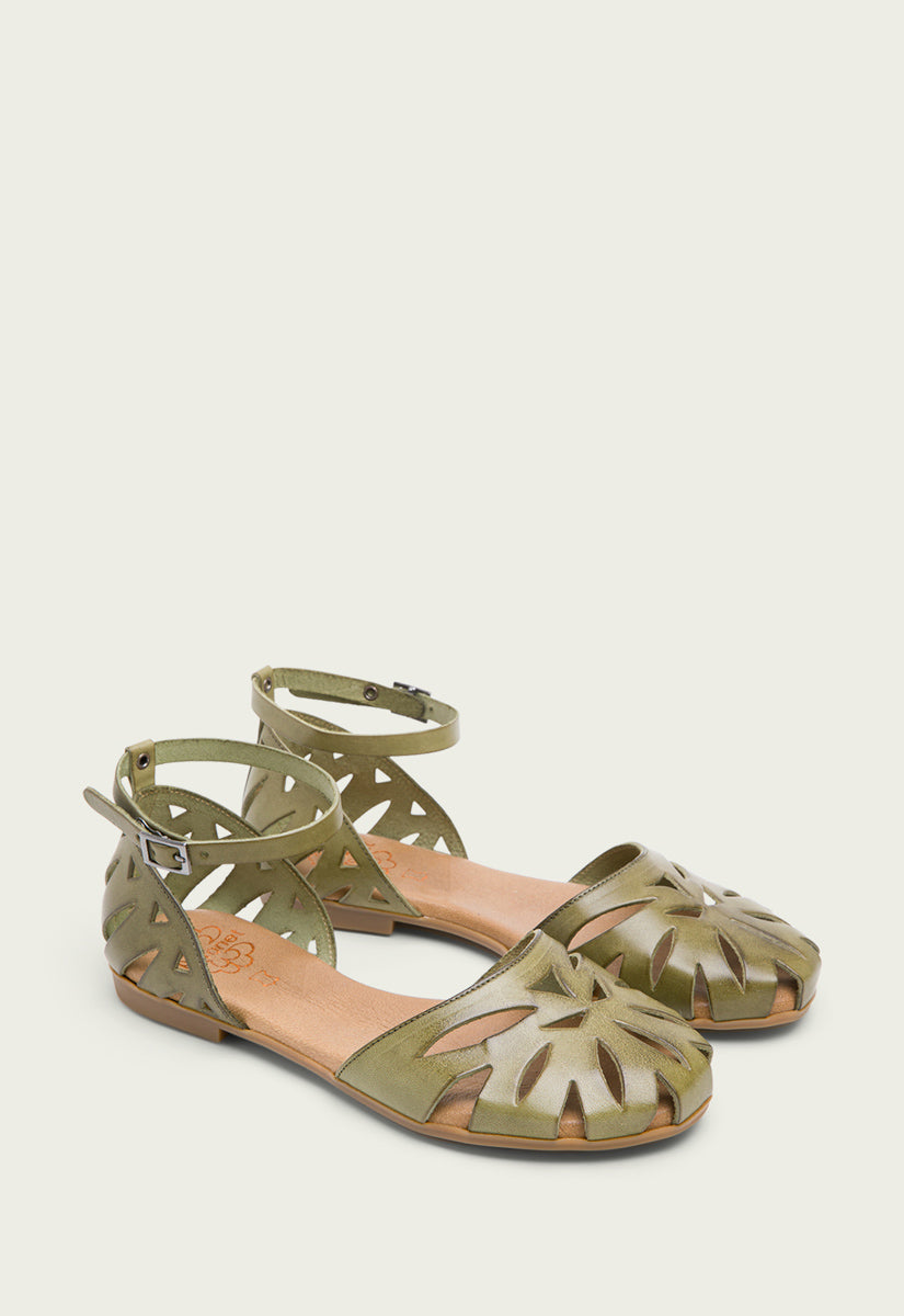 Porronet SANDALIA PLANA PIEL KAKI BETH