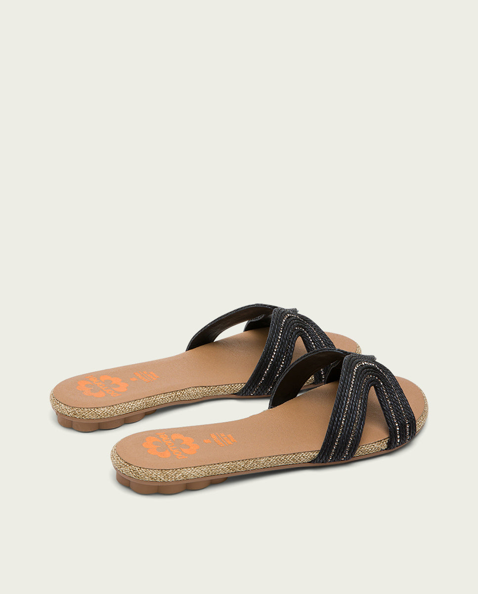 Porronet SANDALIA PLANA PIEL NEGRA ALMA