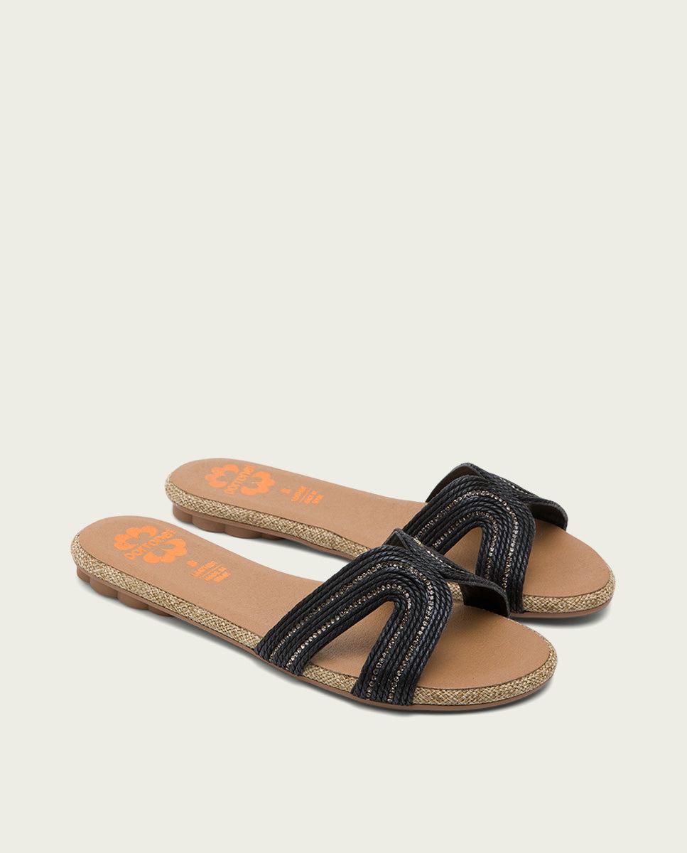 porronet SANDALIA PLANA PIEL NEGRA ALMA