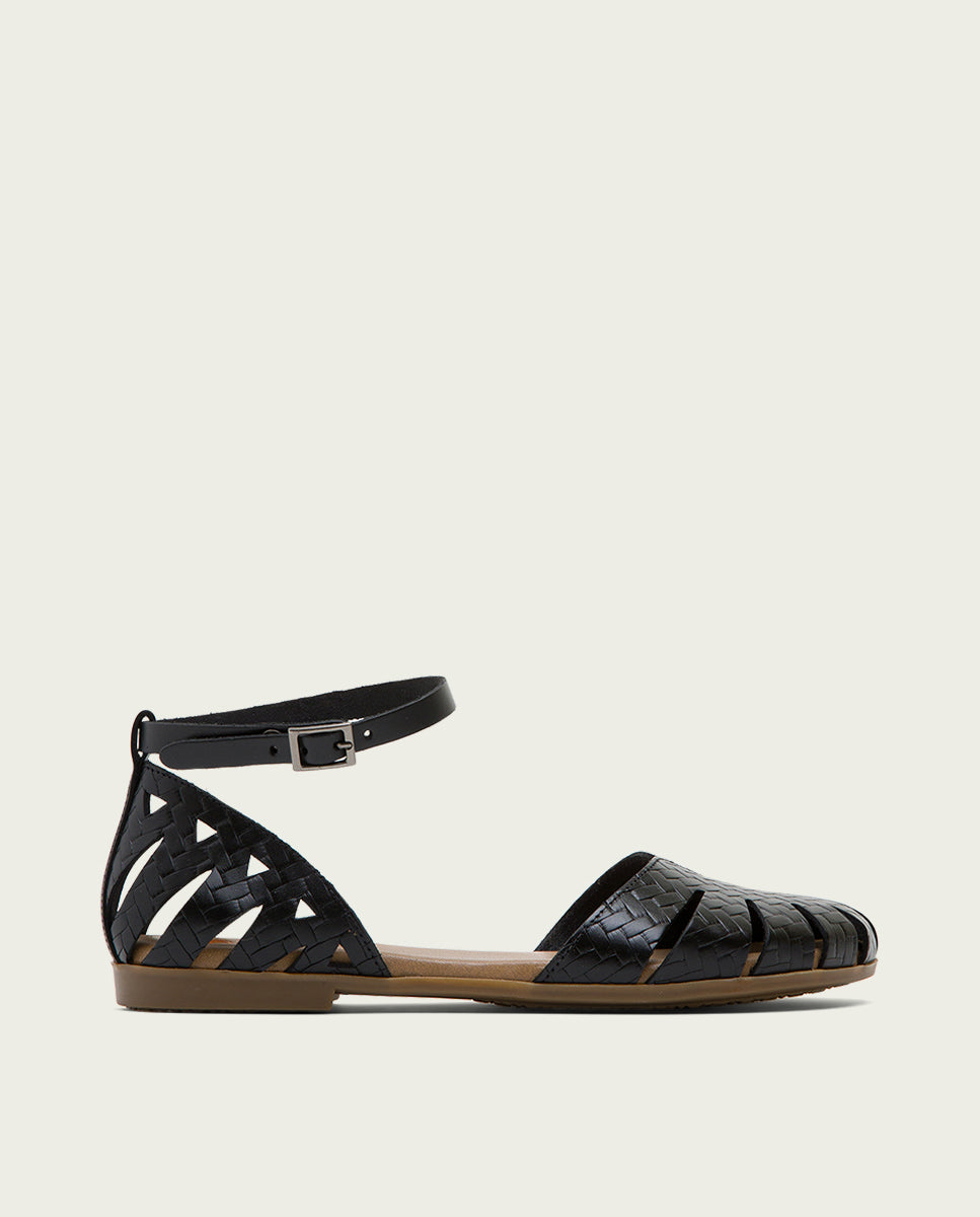 Porronet SANDALIA PLANA PIEL NEGRA BECCA