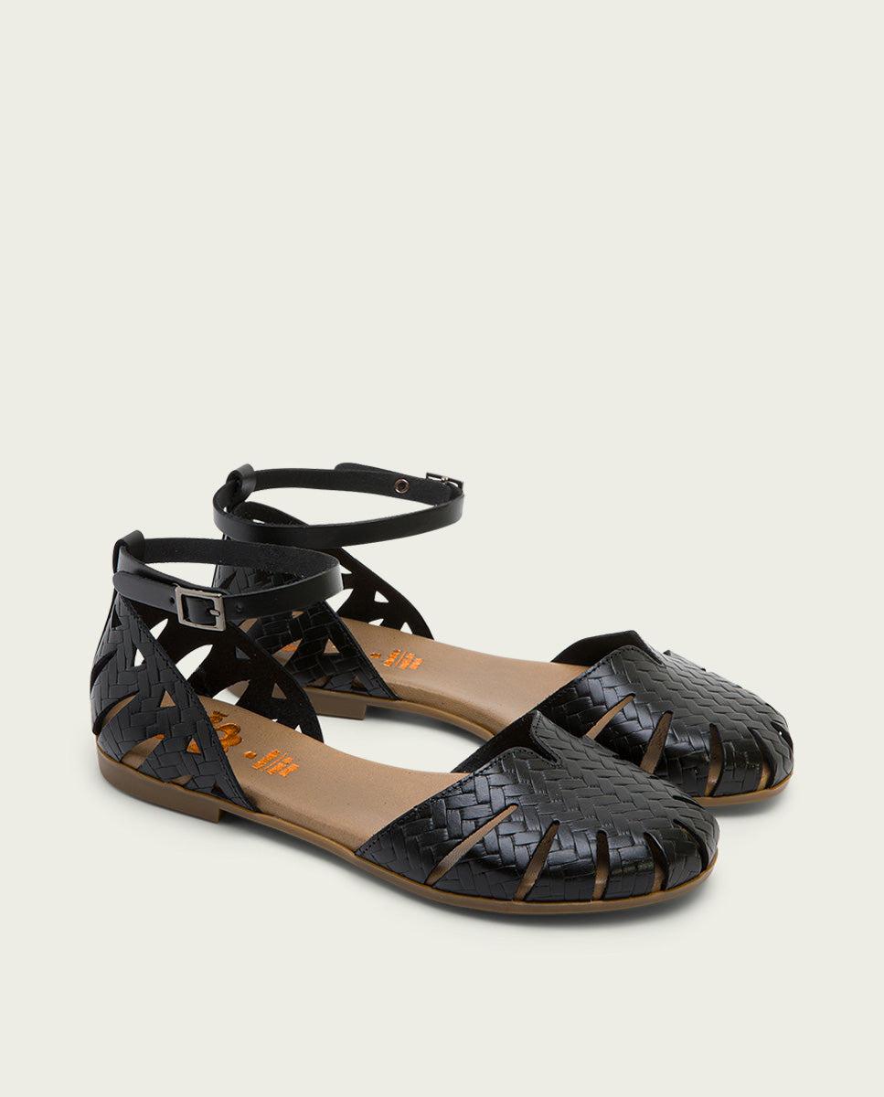 Porronet SANDALIA PLANA PIEL NEGRA BECCA